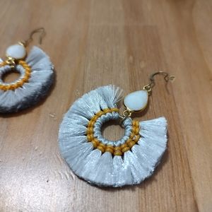 Silver tassel drop earrings